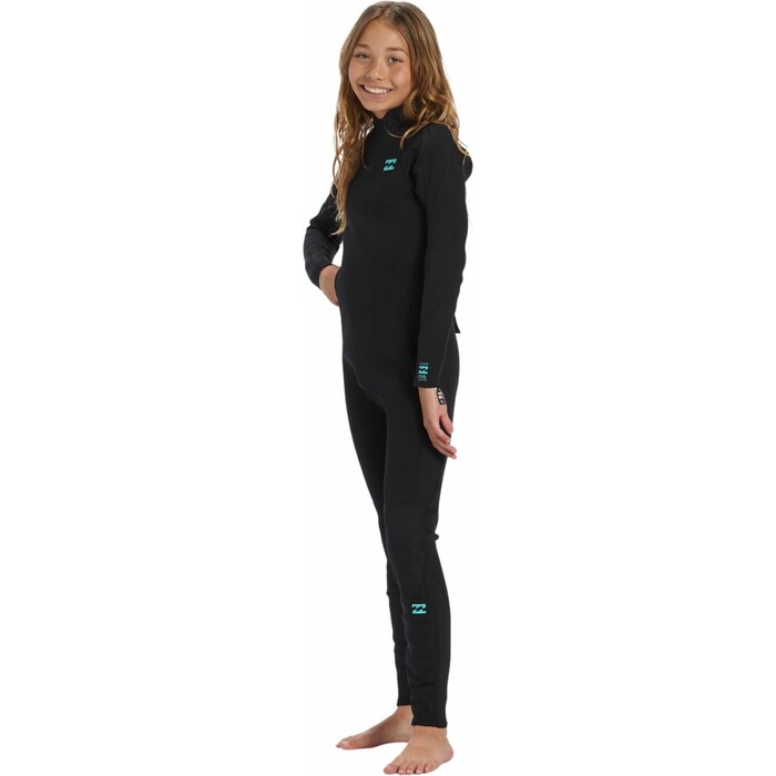 2024 Billabong Junior Foil 3/2mm Flatlock Back Zip Neopreno ABBW100141 - Black